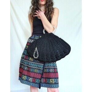 1930s 1940s Vintage Crochet Handbag: Lucite Handle Purse, Art Deco, Fan Shaped